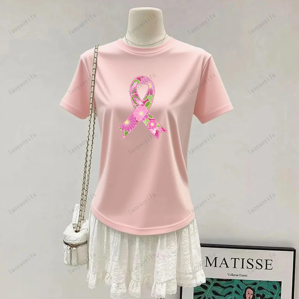 Breast Cancer Awareness in October We Wear Pink Women T Shirt Halloween Pumpkin Head Ghost  T Shirt High Quality Cotton Tops