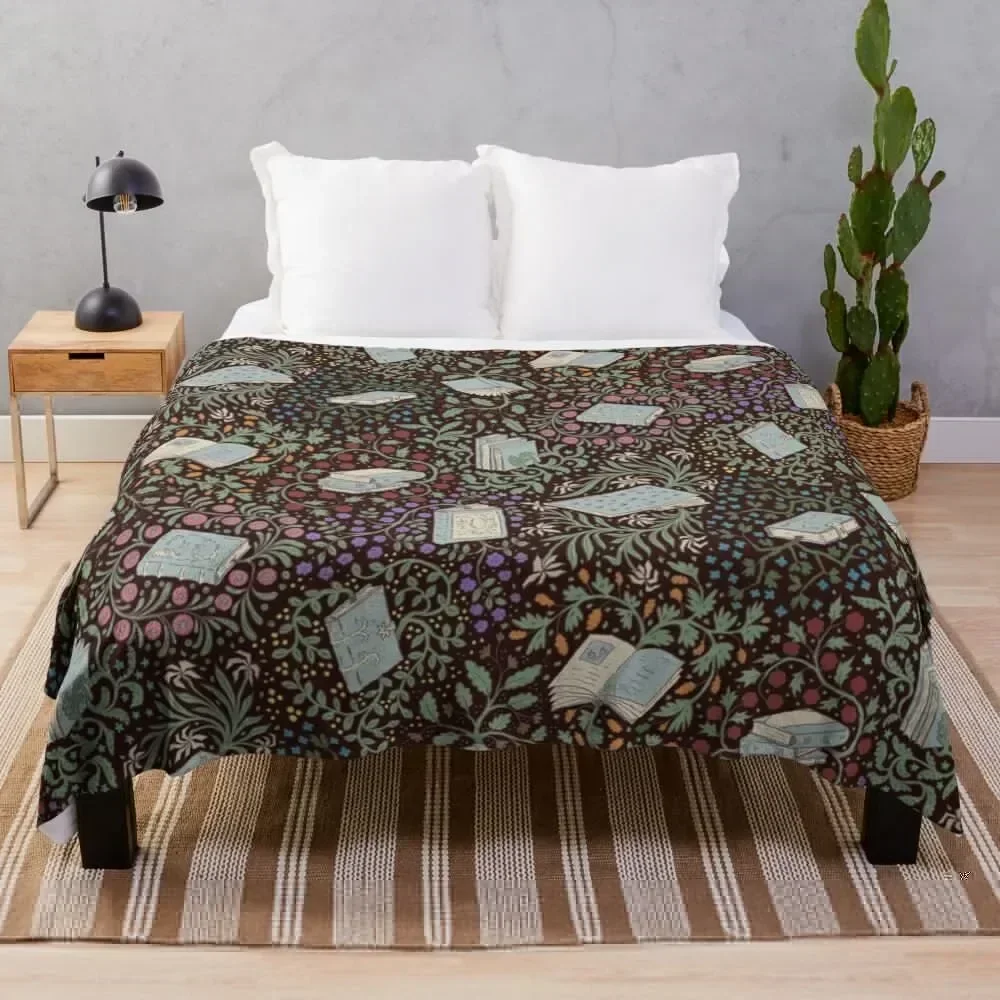Books in flower Throw Blanket warm winter valentine gift ideas Quilt Blankets