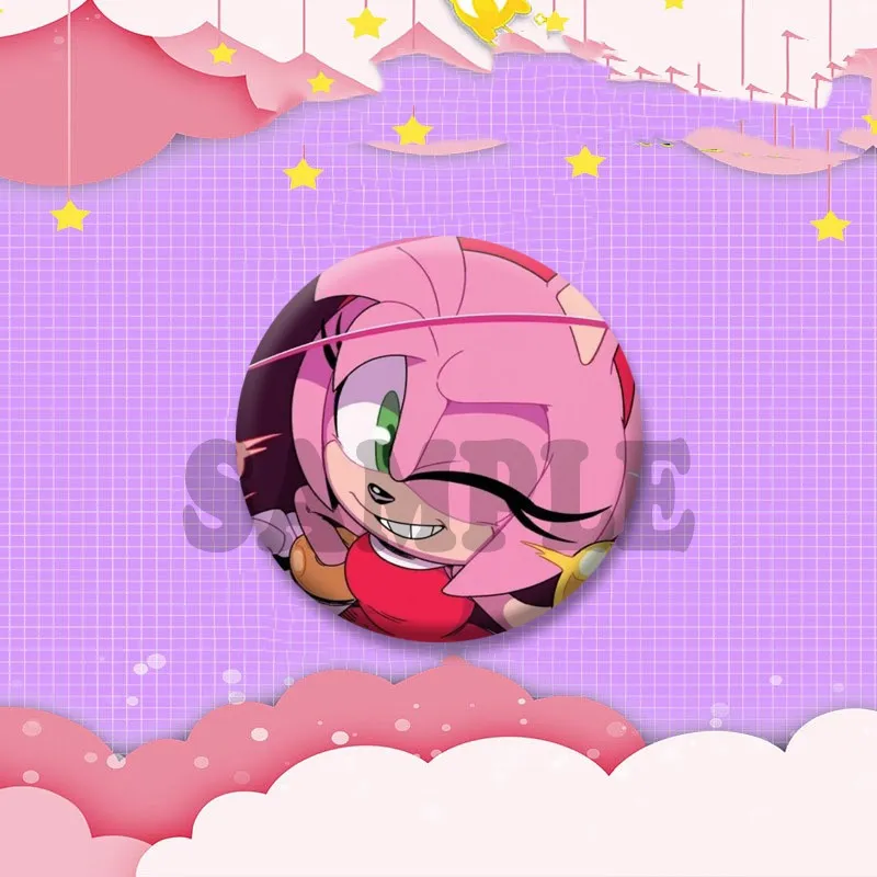 Niedliche Anime-Spielcharakter Amy Rose Brosche Cartoon Rollenspiel-Abzeichen Schmuck Emaille-Pins für Rucksack Kleidung Geschenke für Freunde – Detail 11