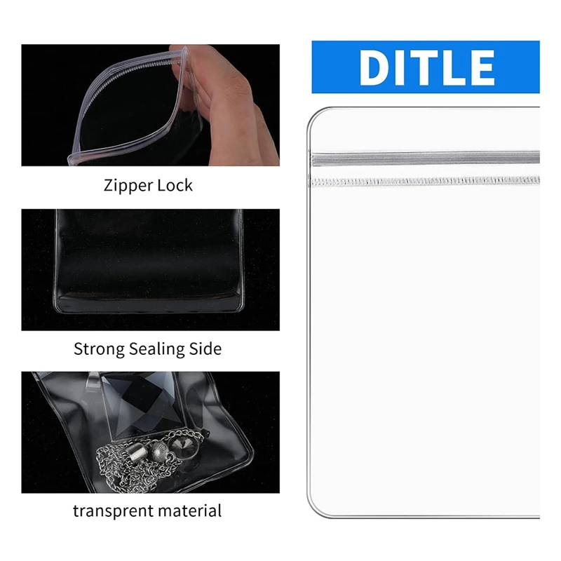 Top-60PC Jewelry Bags Clear Plastic Reclosable Thick Zip Lock Bags For Photo Bakery Treats Travel Storage Packaging