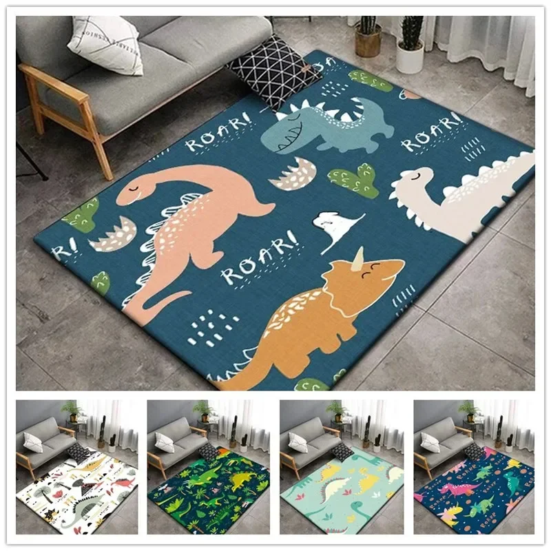 1pc niedlichen Cartoon Dinosaurier Druck Teppich für Wohnzimmer Schlafzimmer falten resistente Kinder Krabbel matte rutsch feste Boden teppich
