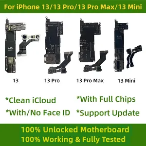 Bilashmart 100% Unlocked Free Clean iCloud iPhone 13 Pro Max Mainboard With/NO Face ID iphone 13 mini Logic Board motherboard