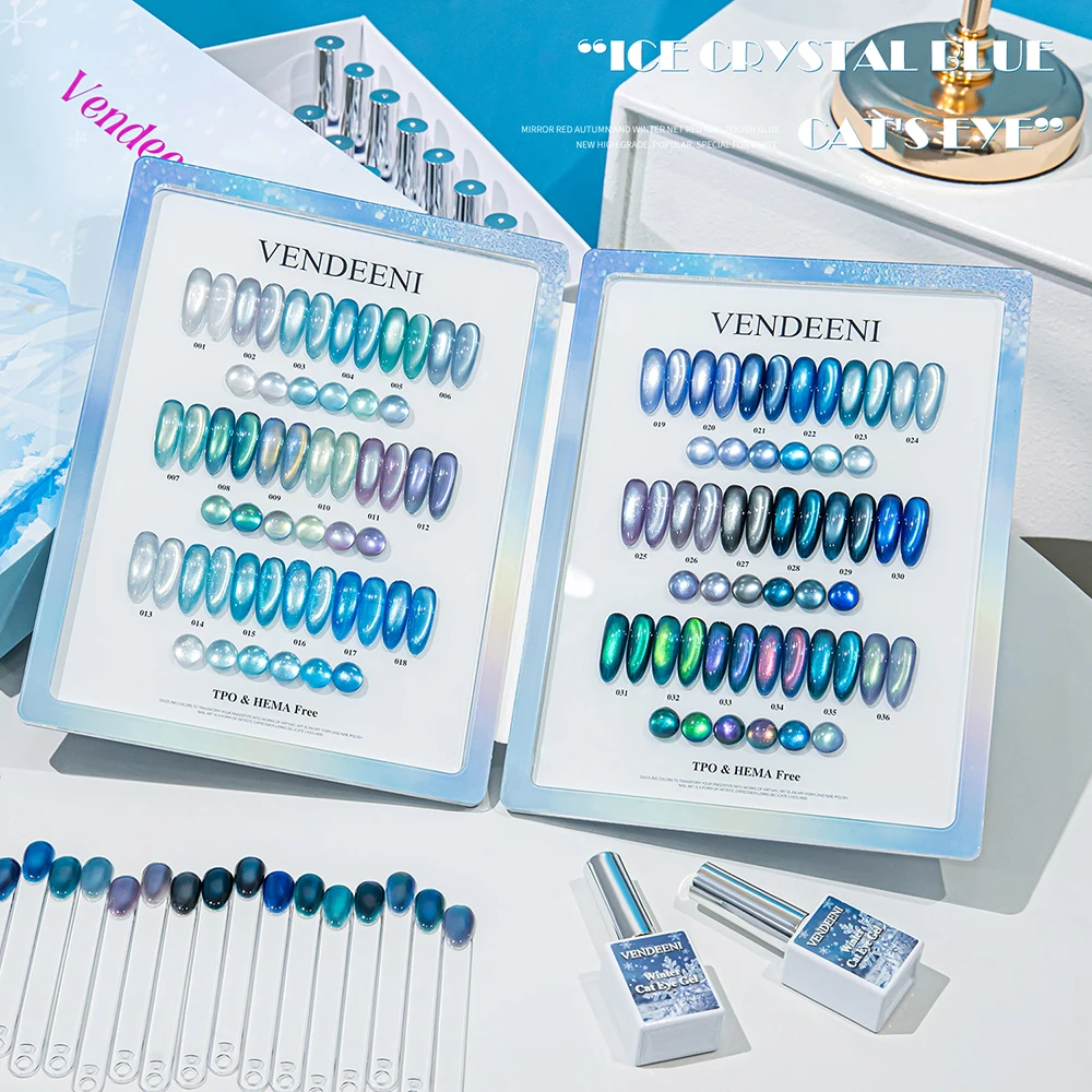 Vendeeni 36 Farben/Set Gletscherblauer Katzenaugen-Gel-Nagellack Magnetischer UV-LED-Gel Traumhaftes Meerblau Katzenaugen-Gel-Lack mit Display – Detail 8