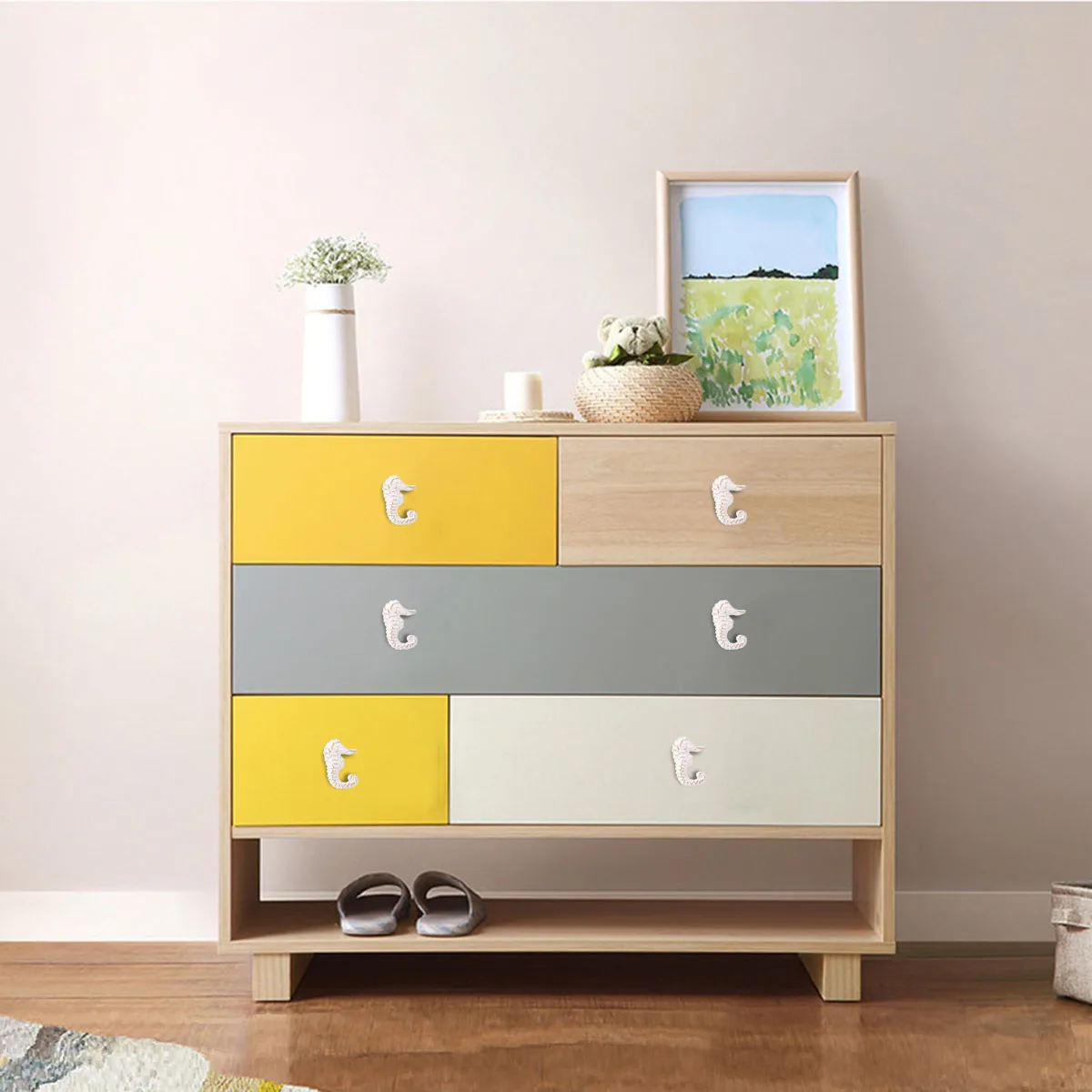 

Shape Drawer Pull Single Hole Cabinet Door Handle Wardrobe Furniture Knob Ocean Theme Durable Iron Retro