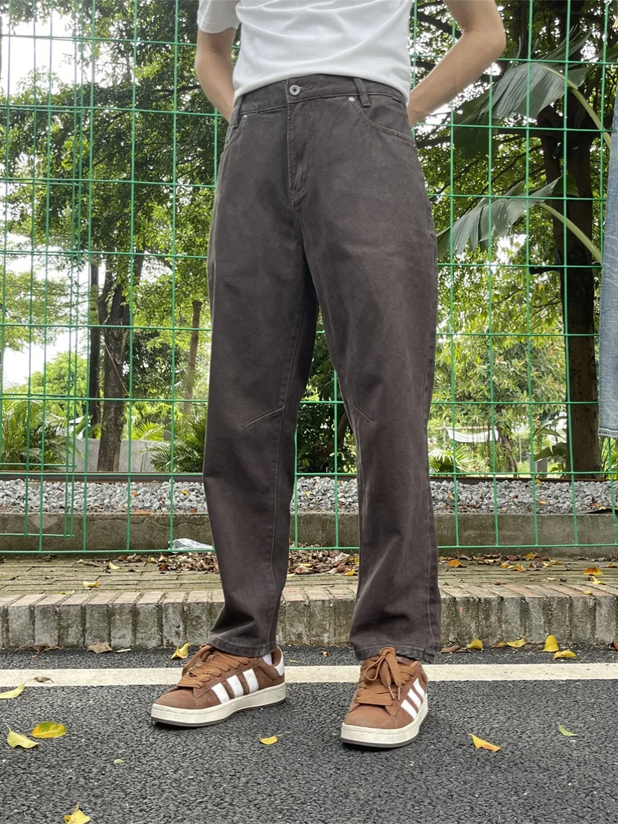 

Classic American Retro Workwear Loose Straight Leg Men's Casual Pants Heavyweight Cone ape Deep ey Autumn Winter