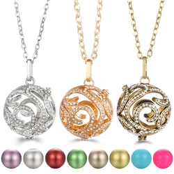 Mexico Chime Zircon Aromatherapy Cage Lockets Necklace Vintage Essential Oil Diffuser Woman Caller Music Ball Necklace Jewelry