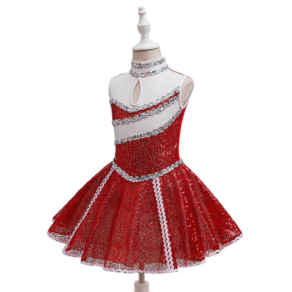Girls Dresses Sequined Performance Dresses Cheerleading Team Uniforms Gymnastics and Aerobics Performance Costumes