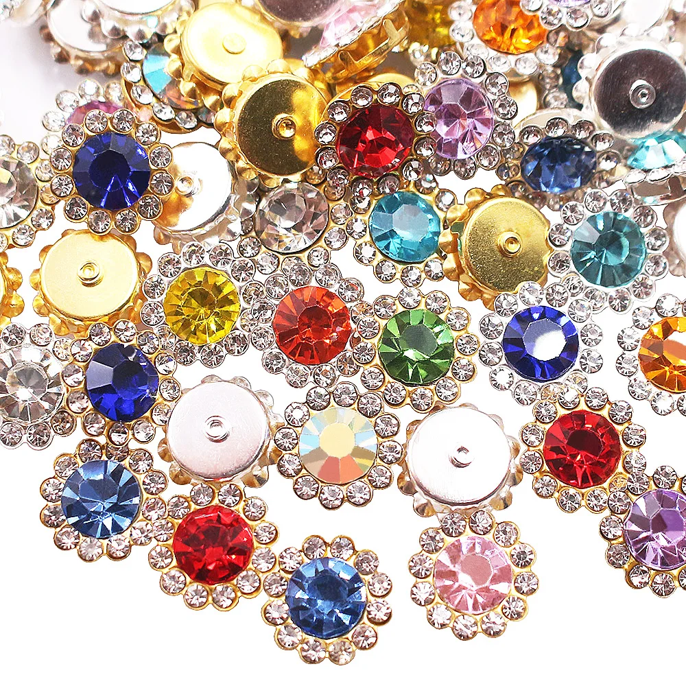 8/10/12MM Sunflower Rhinestones Heart  Buckle Bowknot Hair Ornament Handmade Nail Beads Hand Sewn Accessories