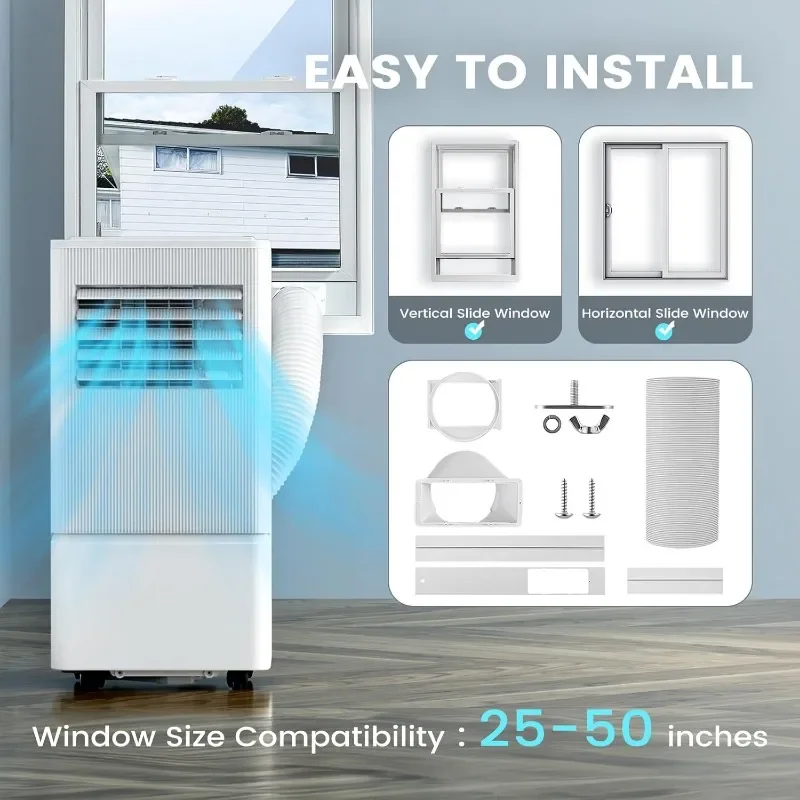 Air Choice Portable Air Conditioner, 10000 BTU Air Conditioner Portable for Room Up to 450 Sq.Ft, Remote Control, 24H Timer