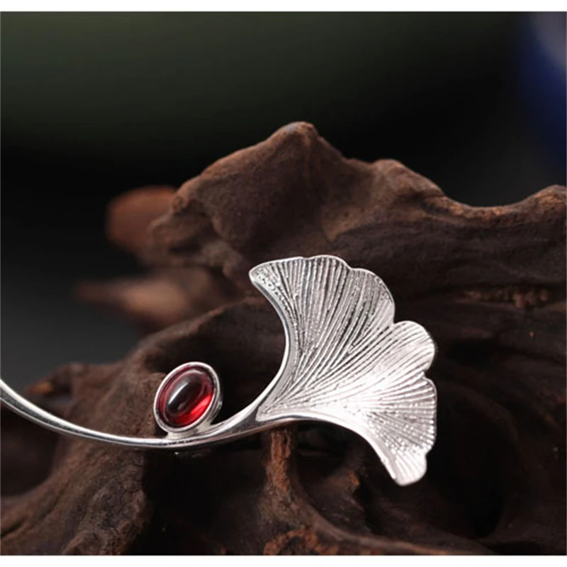 MeiBaPJ(New) 925 Sterling SilverPomegranate and Ginkgo Biloba Leaves Brooch Men and Women Fine Charm Party Jewelry