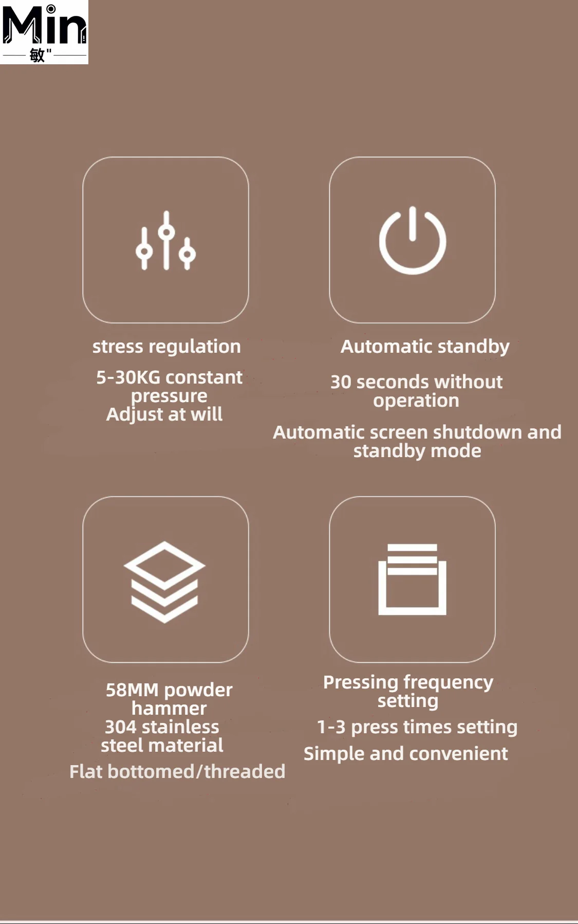 HomeWise TE-2 58mm Automatic Coffee Tamper Machine Touchscreen Espresso Tamper Adjustable Pressure 58.5MM Tamping Tool