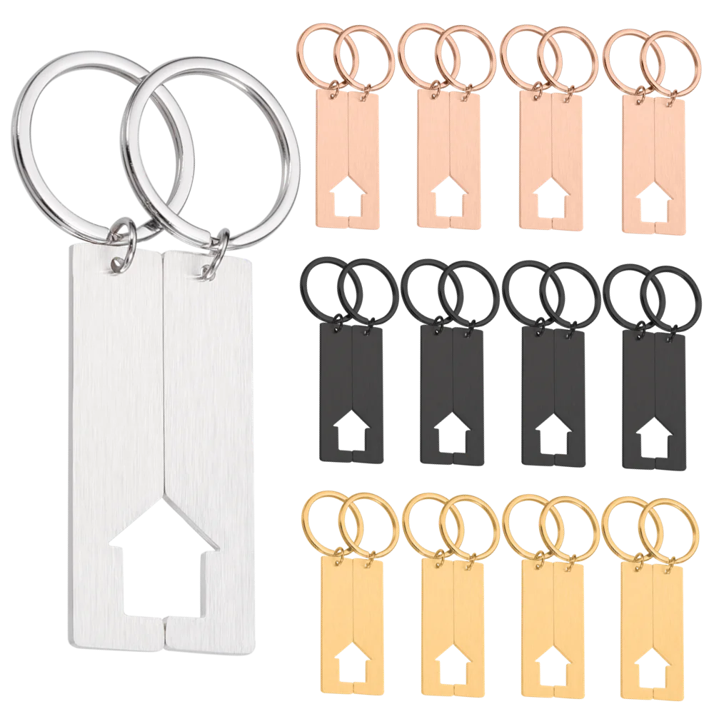 10Pcs/Lot Blank Couple Keychain Stainless Steel Keychains for DIY Custom Code Name Text Women's Men's Keychain Gift Wholesale