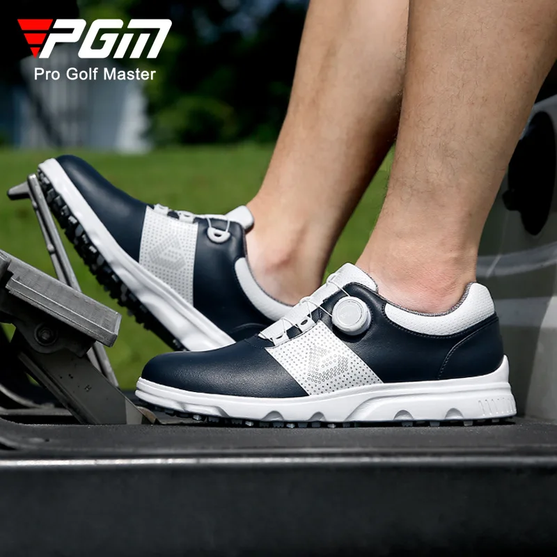 Men Golf Shoes White Waterproof Rotating Buckle Fitness Spikeless Anti slip Golf Training Shoes Lightweight Mens Golf Sneakers