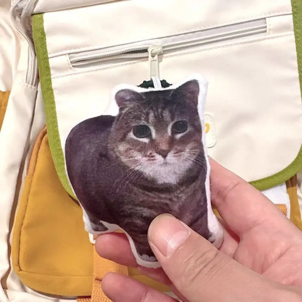 With Sound Cat Voice Keychain Bag Pendant Kitten Voice Funny Meme Keyring Stuffed Animal Cartoon Oiiai Sounder Keyring Backpacks