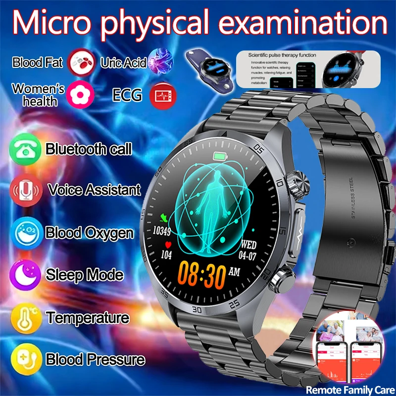 

2026 New ECG+PPG Smart Watch Blood Fat Uric Acid Pulse Therapy Micro Physical Examination CES Sleep Aid Remote Care Health Watch