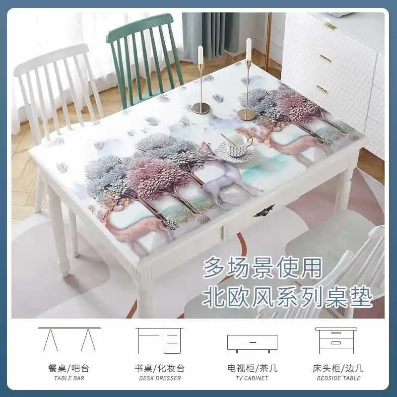 Waterproof and oil-proof wash-free anti-scalding table mat pvc coffee table rectangular desktop home