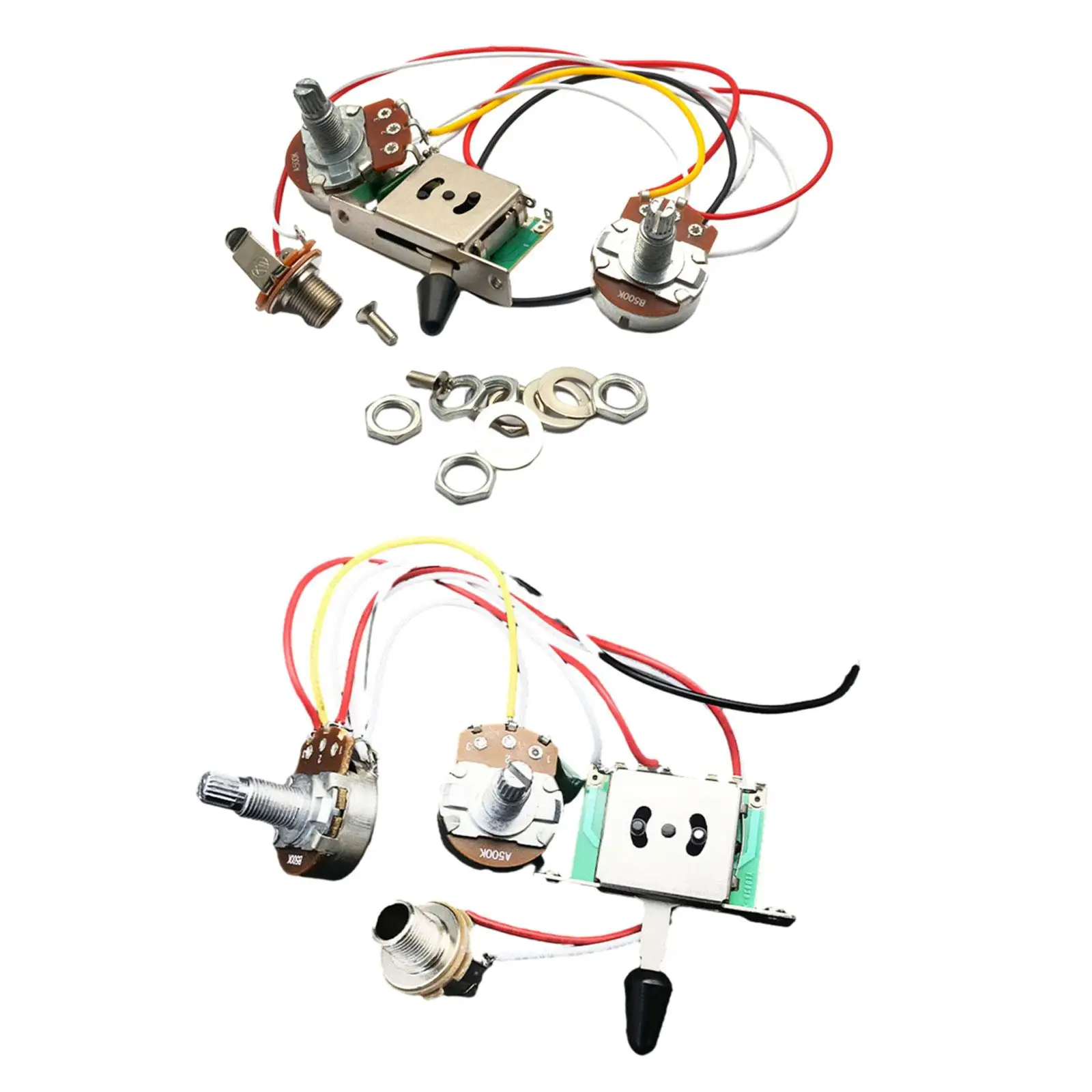 Electric Guitar Knob Replacement Pots Prewired Switch Set witch Volumes Tone Control with Jack Wiring Harness Kits 3/5 Way