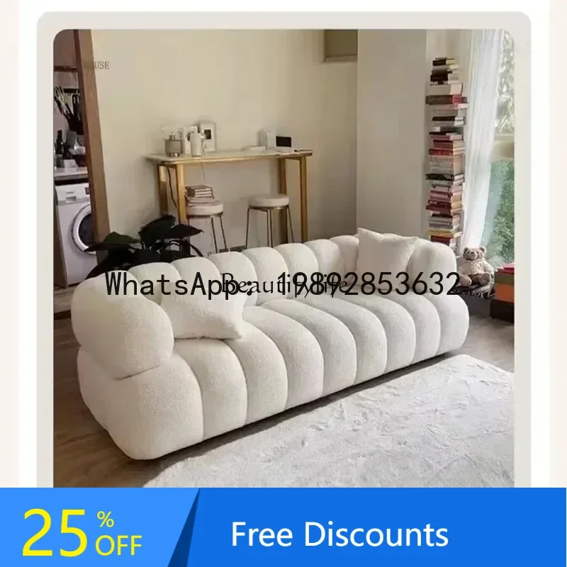 

Soft Backrest Living Room Sofas for Home Light Luxury Comfortable Sofa Nordic Lambskin