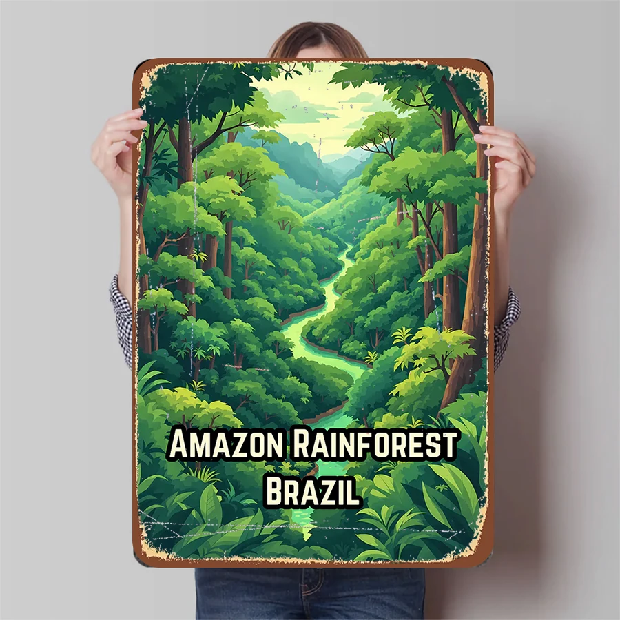 الأمازون الغابات المطيرة البرازيل المشهد المعدني جدار ديكور فني للمنزل غرفة المعيشة دراسة المناظر الطبيعية جدارية اللوحة #1