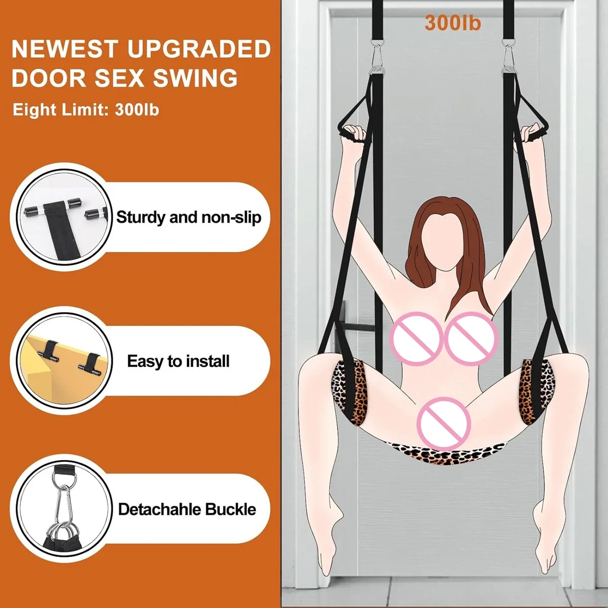 Over the Door Sex Swing Adjustable Straps with Seat Hanging Adult Cushion Door Swing M Split Leg Strap Sex Toys for Couples