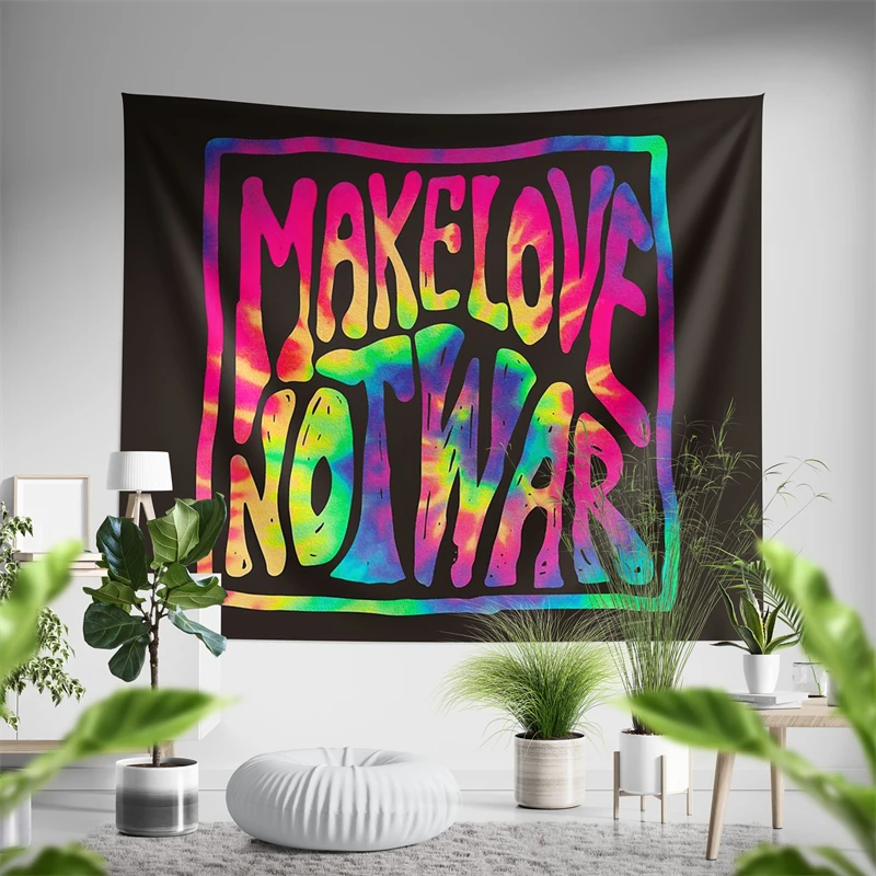 

Aertemisi Make Love Not War Tie Dye Tapestry Wall Hanging Art for Bedroom Living Room Decor College Dorm Party Backdrop Home