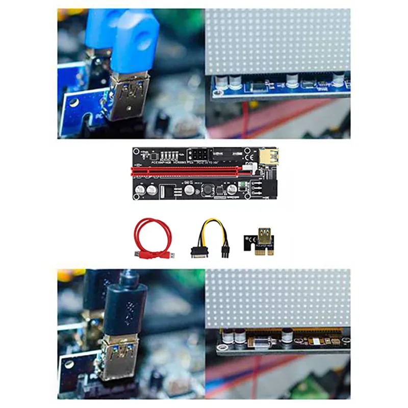 

Видеоудлинительная карта Reliablepcie Riser от 1X до 16X для графического процессора, карта адаптера Riser с питанием от GPU VER009S, 60 см, кабель USB 3.0