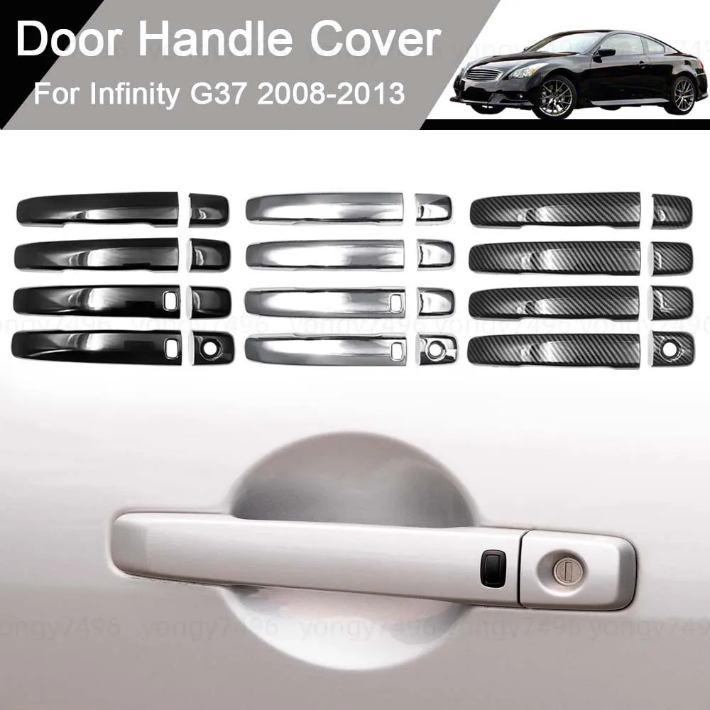 

Car Decoration Door Handle Cover For Infinity G37 2008-2013 Charred Black Carbon Fiber Electroplating Car Upgrade Stickers