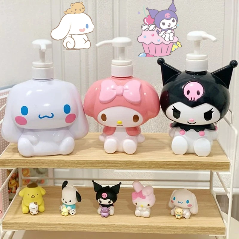 سانريو كورومي الكرتون الاستغناء زجاجة زجاجات إعادة الملء دفع نوع تعبئة دفع أسفل فارغة السفر موزع زجاجة شامبو