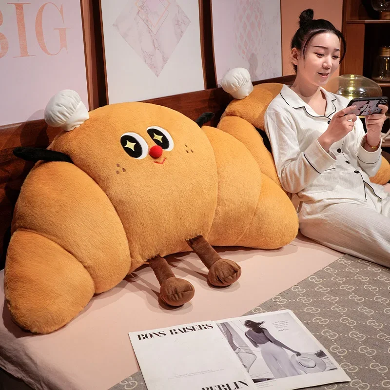 Croissant Groot Kussen Pluche Leuke Chef's Hoed Croissant Brood Kussen Gevuld Grappig Zacht Voedsel Knuffel voor Cadeaus voor Kinderen Verjaardag