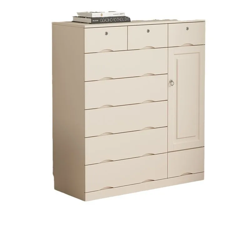 

Комод из цельного дерева Гостиная теплый белый у стены Простой современный комод для спальни Шкаф для хранения вещей