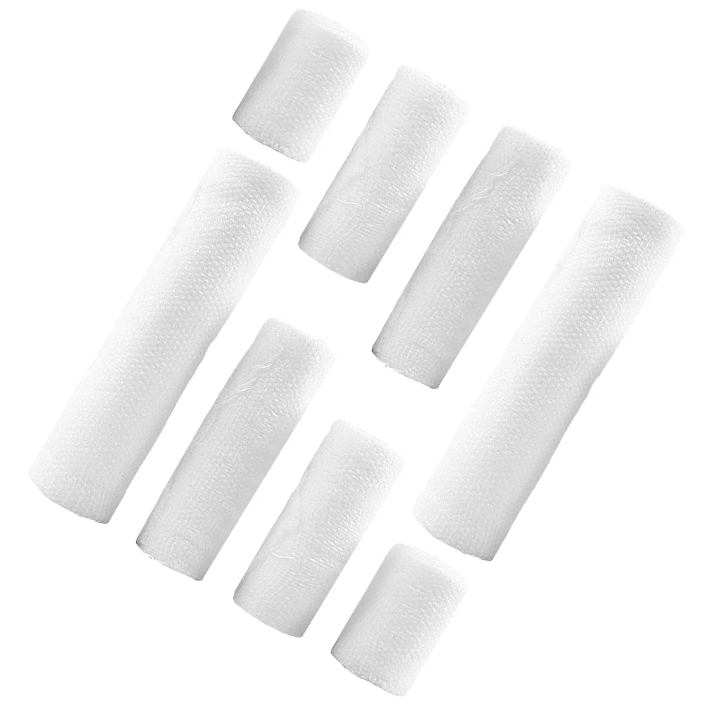 

8 Rolls Cotton Gauze Rolls Breathable Gauze Bandage Rolls Elastic Bandage Wraps white gauze bandages cotton gauze bandages