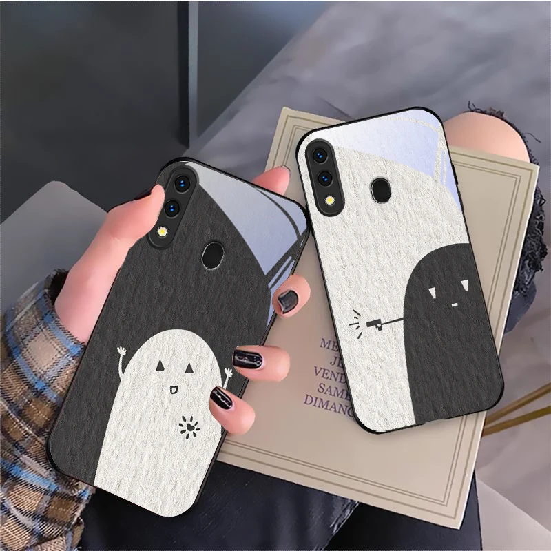Black and White Whispers For Samsung Galaxy A70 A71 A72 A73 A8s A51 A56 A55 A54 A35 A34 A32 A30 A26 A25 A24 23 Glass Phone Case