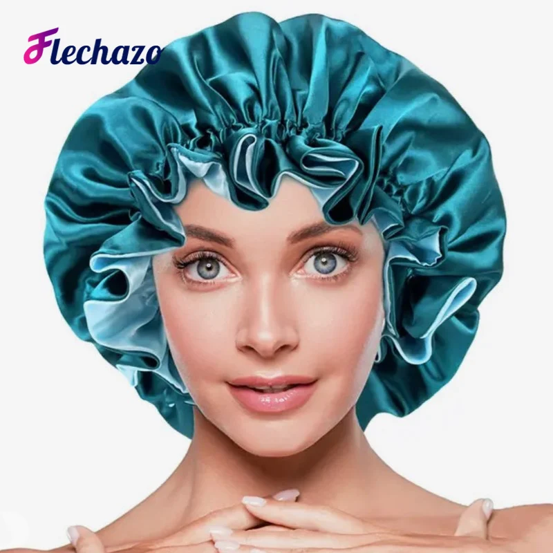 New Hair Bonnets For Women Night Sleep Cap Satin Elastic Bonnet Hat For Hair Healthy Care Head Cover Adjust Silk Bonnet 1Piece