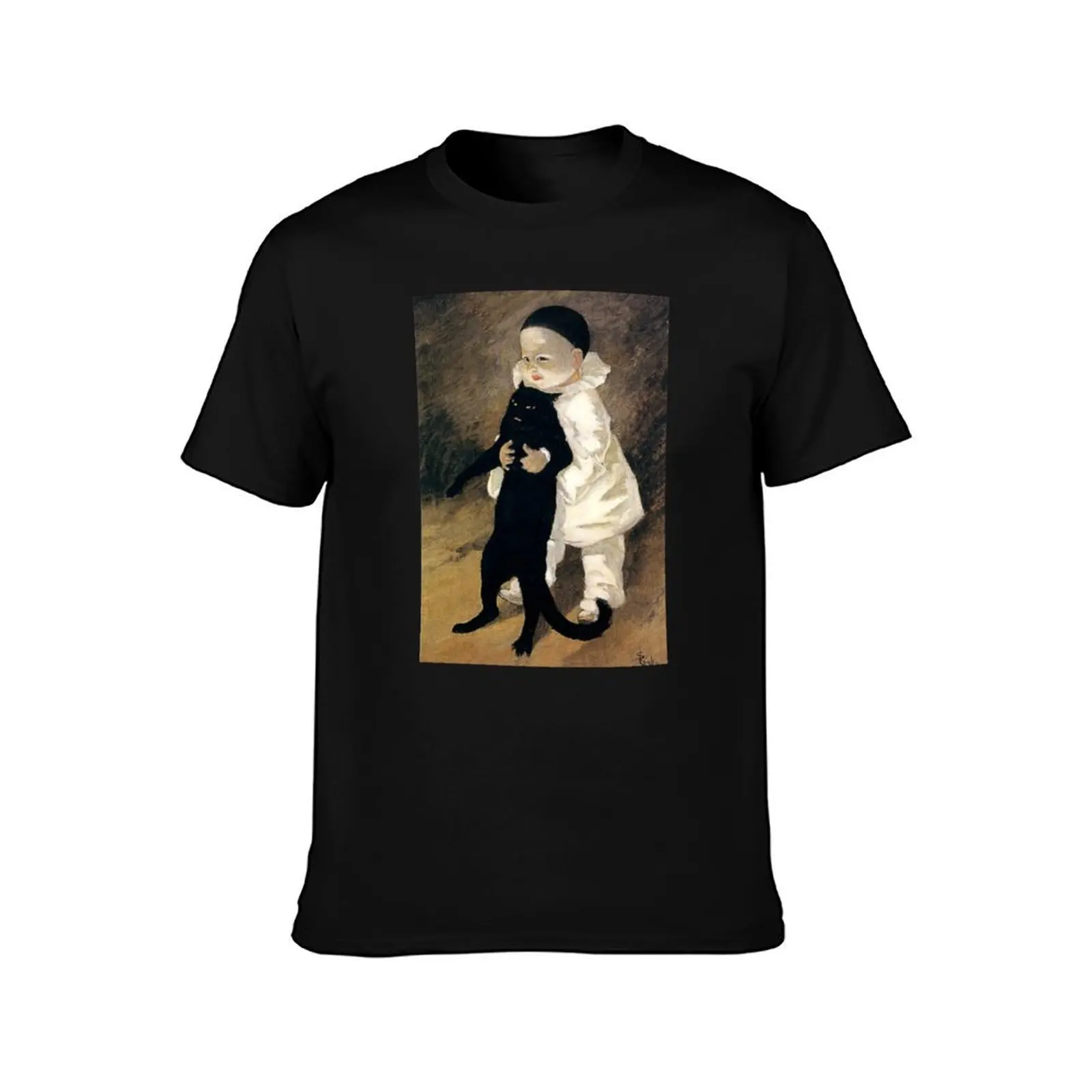 Pierrot et le Chat (Pierrot and cat) _Théophile Alexandre Steinlen Painter (1859-1923) T-Shirt anime t shirts oversize T-Shirt