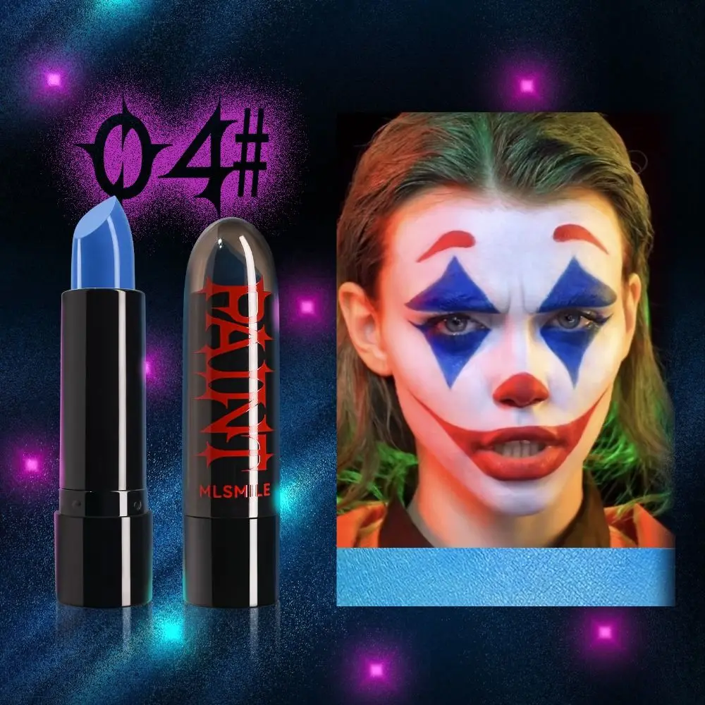 3 Stück wasserdichter Gesichts- und Körperbemalungsstift, sicher, Retro-Halloween-Lippenstift, langlebig, realistisch, 8 Farben, Lipgloss, Clown, Cosplay