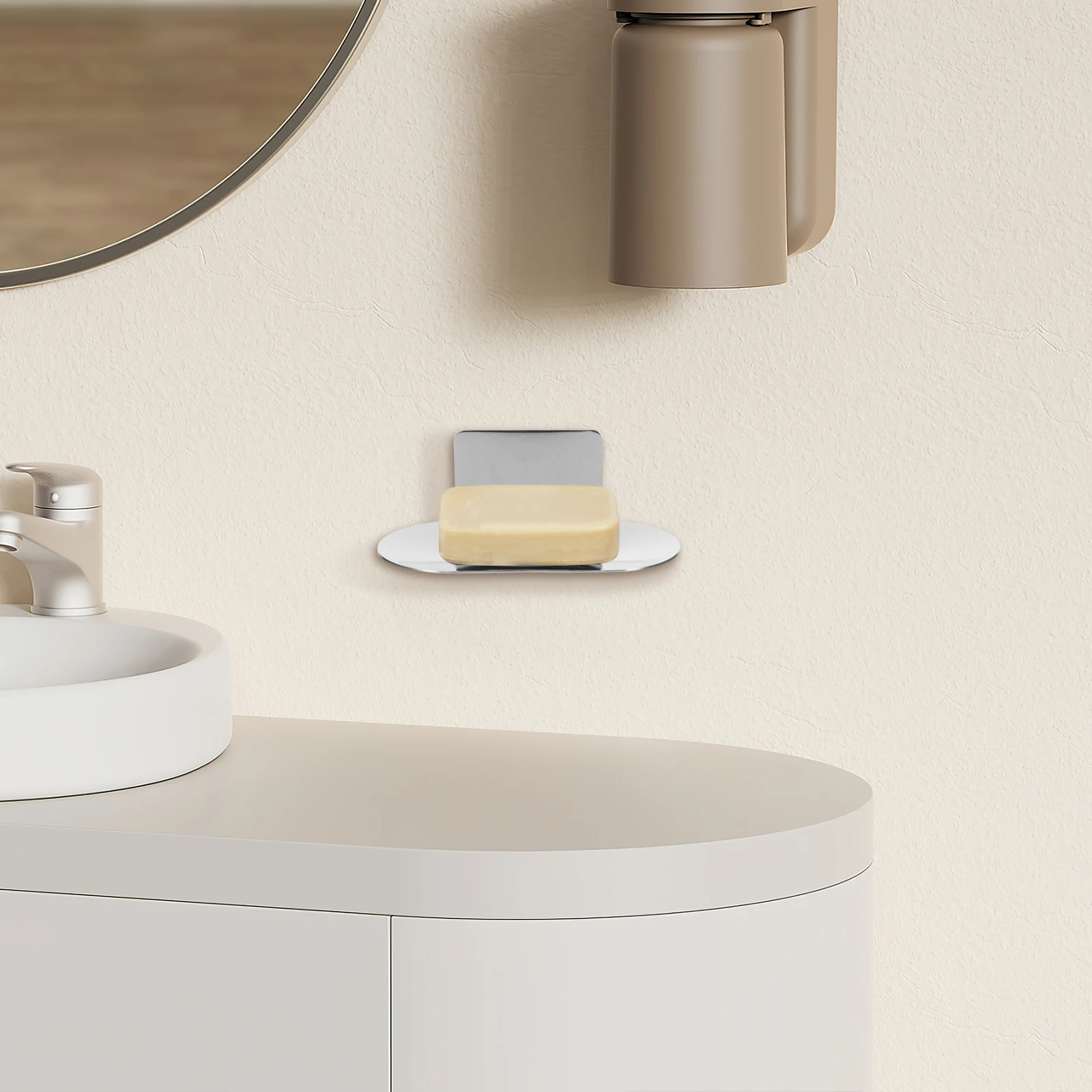 

2Pcs Stainless Steel Soap Holder No Drilling Adhesive Wall Mounted Self Draining Soap Dish for Shower Bathroom Sink