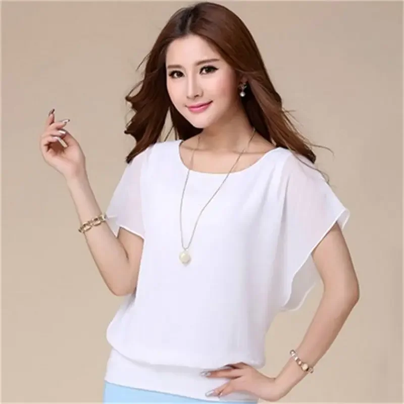 Office Lady Patchwork Short Tops Tees Summer New Short Sleeve Solid Color Loose All-match T Shirts Elegant Vintage Women Clothes