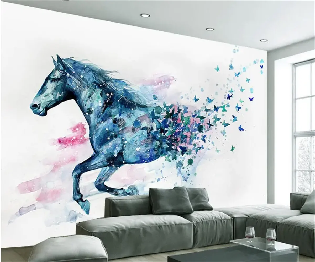 Customized murals Hand painted watercolor horse painting wallpaper photo 3 d living room bedroom TV background wall 3d wallpaper