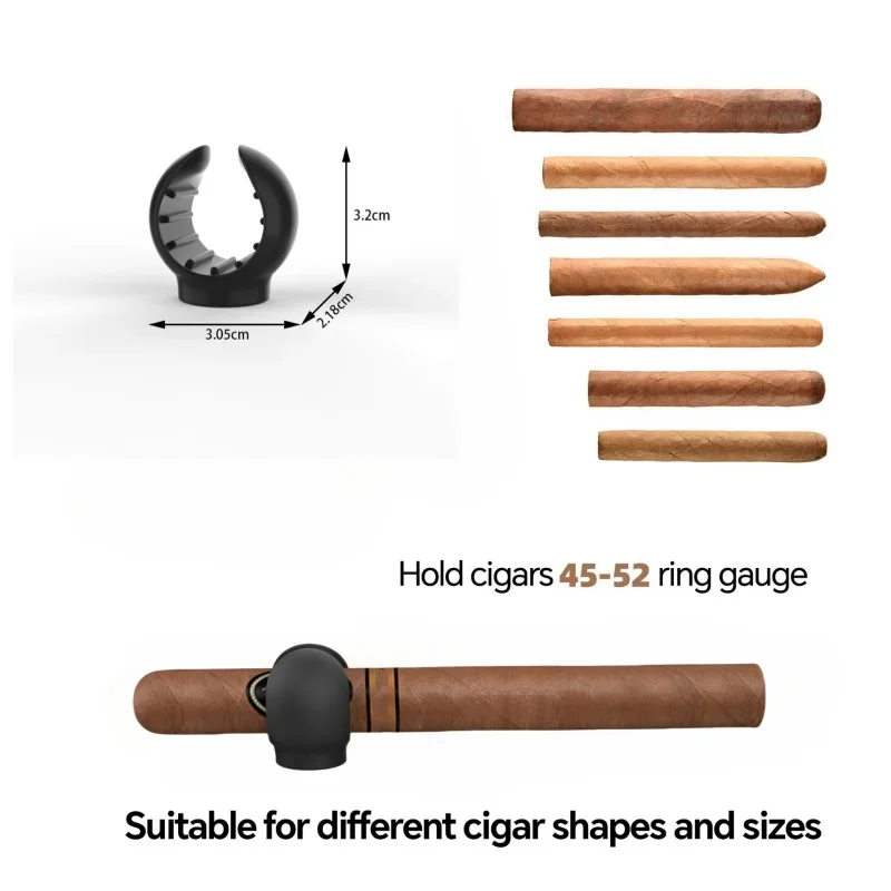 

5Pcs Black Cigar Holder Exquisite Appearance Non-slip Portable Silicone Cigar Holder Clip Cigar Holder Card Slot Smoking Tool