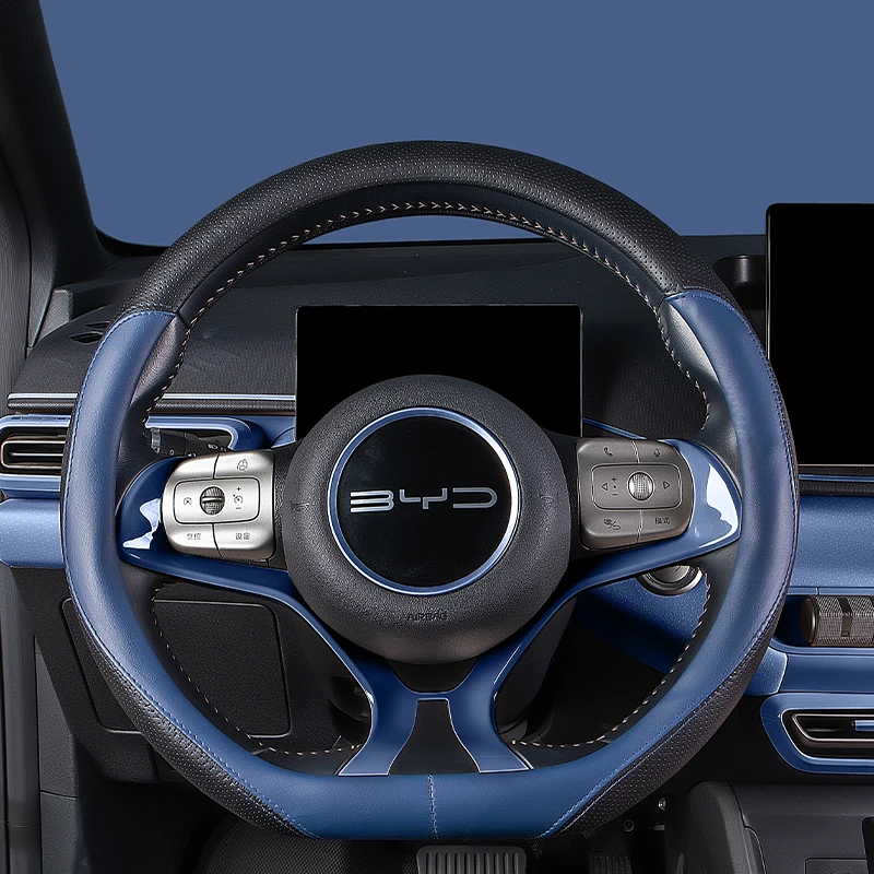 BYD Dolphin Martı Direksiyon Kapağı Deri Nappa Deri kaymaz ve Ter geçirmez Araba kulp kılıfı Ultra-ince İç