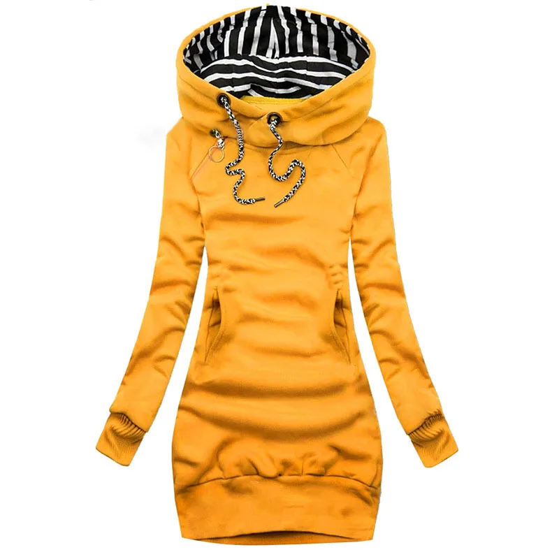 2024 new medium to long length women\'s clothing new slim fit hoodie slimming casual autumn winter fashion hooded jacket Dresses