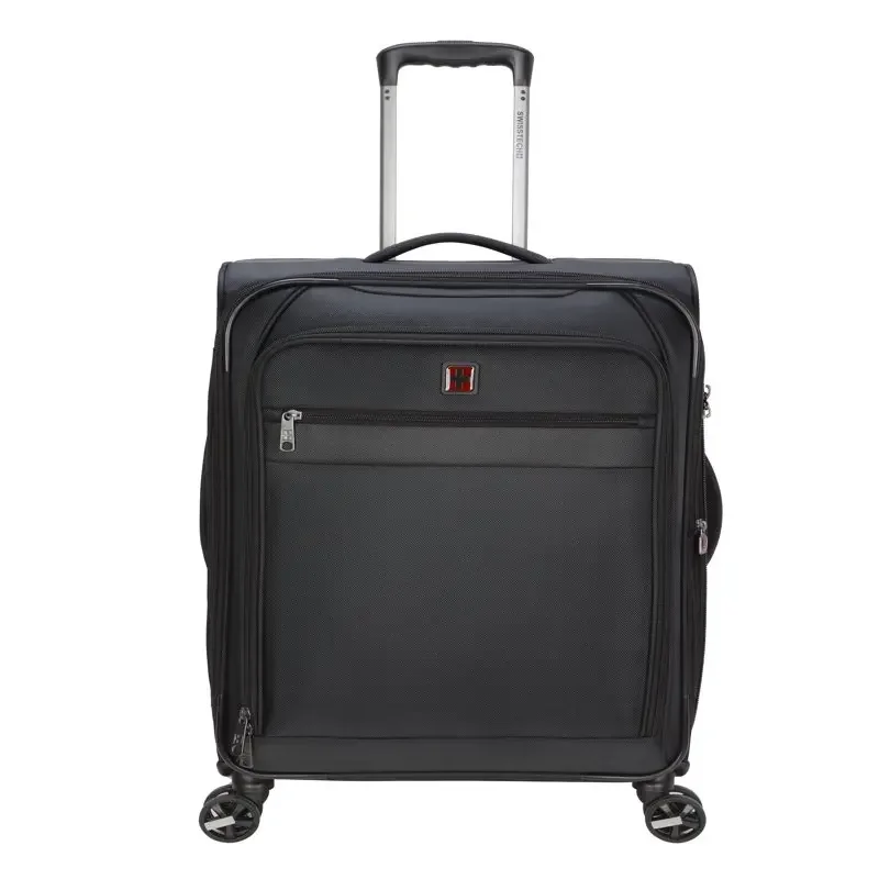 Spinner de 8 ruedas Softside de 28 pulgadas, equipaje negro a cuadros para viajar, novedad