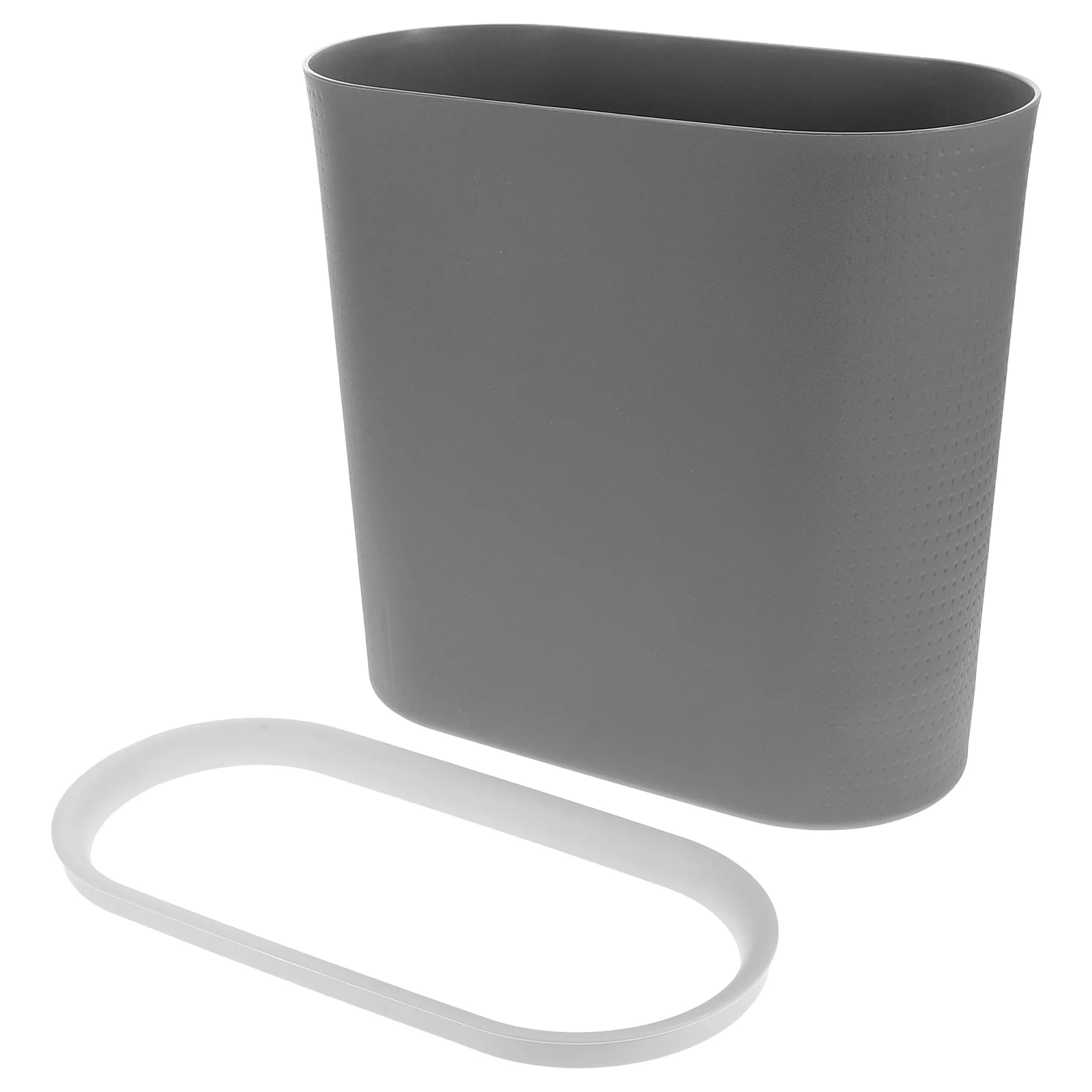 

Narrow Slit Trash Can Modern Oval Press Ring Garbage Bin Lidless Design Plastic Indoor Waste Container For Bathroom