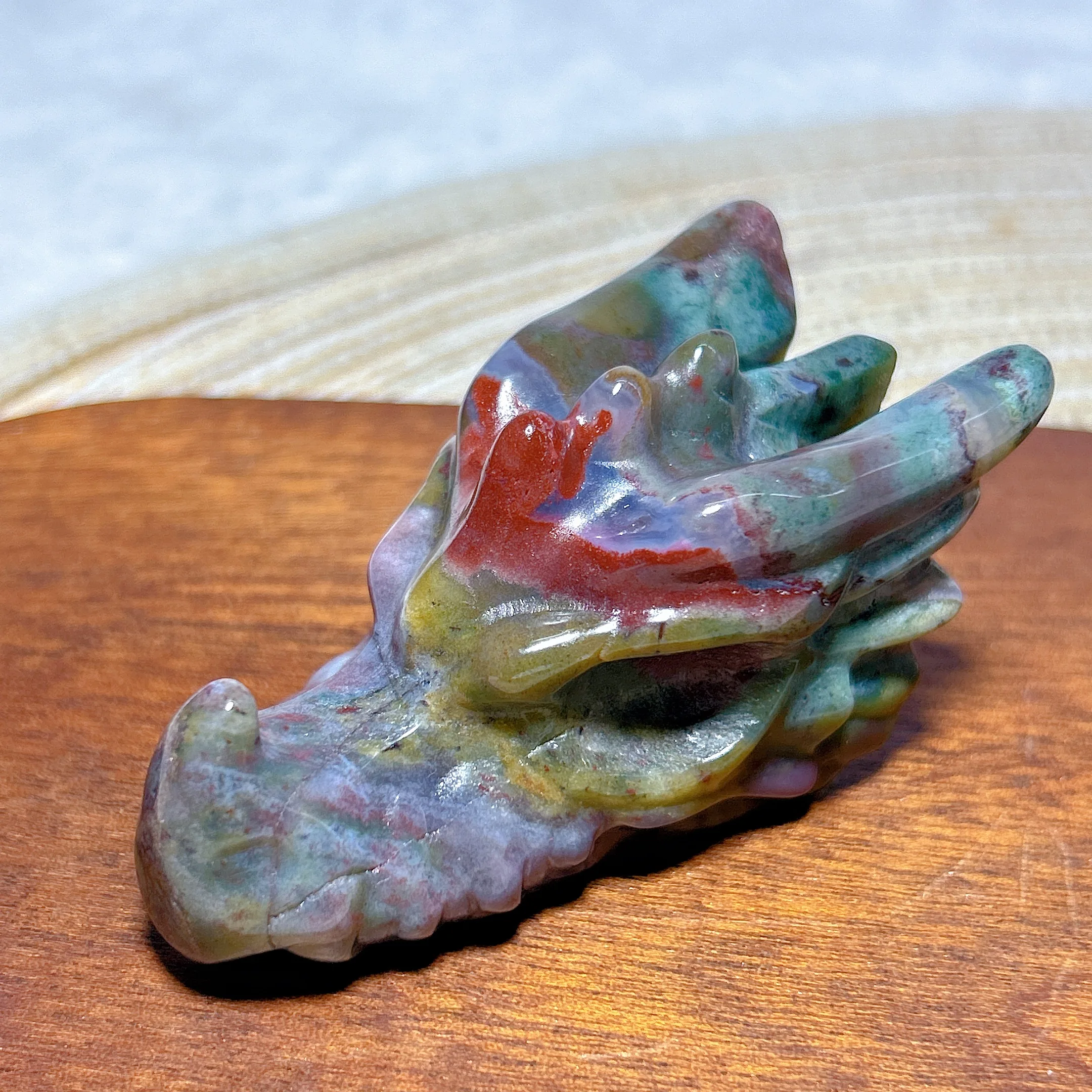 

Healing Natural Crystals Ocean Jasper Dragon Head Hand Carving Sculpture Gemstones Mineral Energy Reiki Home Decorations Gift