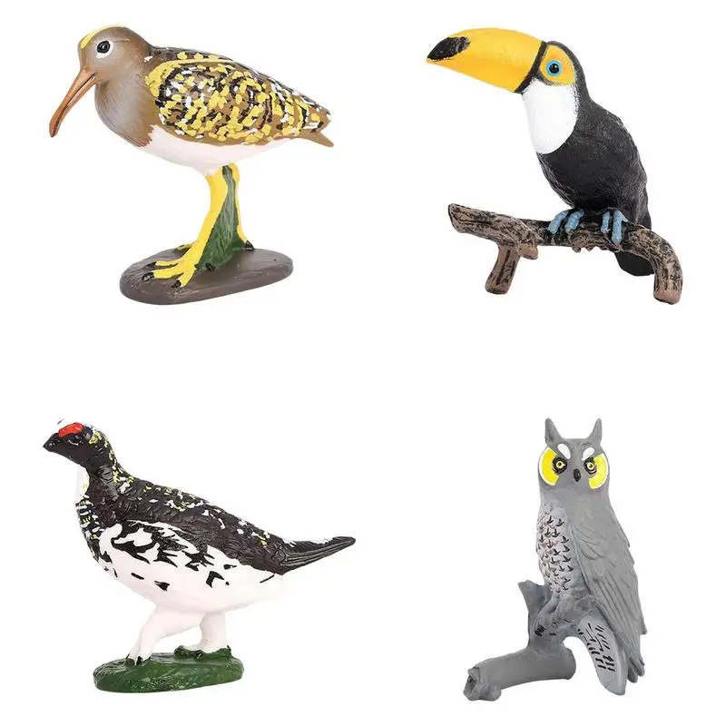 Bird Model Realistic Owl Pelican Parrot Swan Birds Hand Painted Model Toy Figurine For Kids' Collection Science Educational Toy