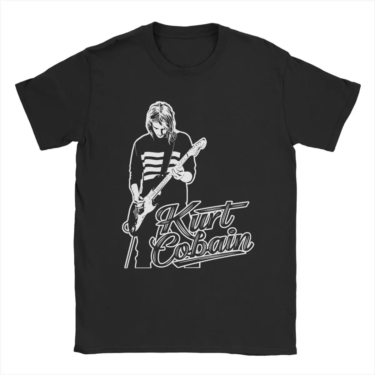 Leisure Kurt Cobain Guitar T-Shirts for Men Round Neck 100% Cotton T Shirts Rock-Nirvana Short Sleeve Tee Shirt 6XL Clothes