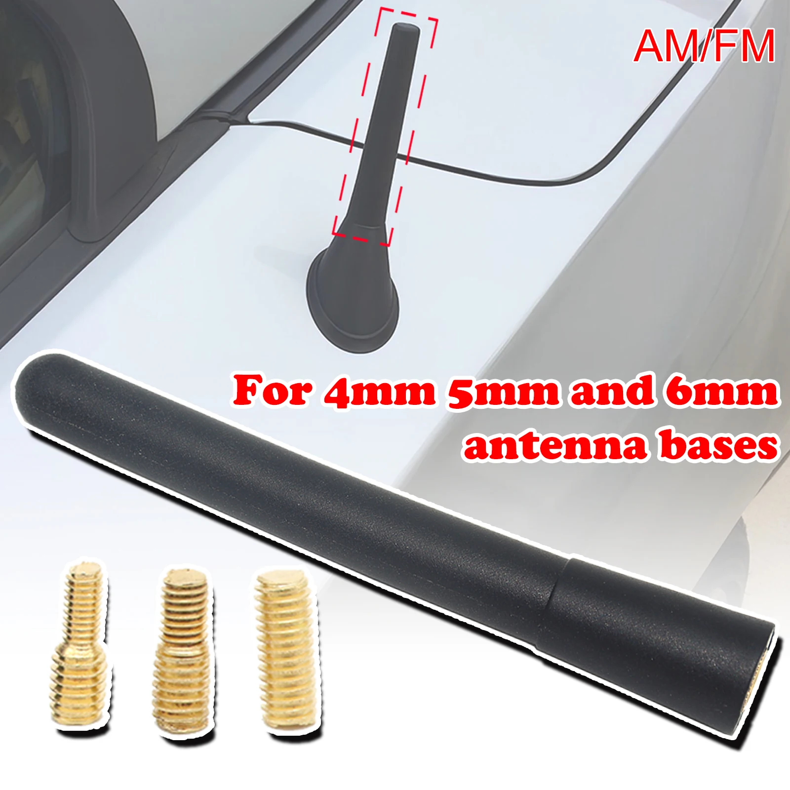 

For 9.7cm/3.82in Universal AM/FM Bee Sting Stubby Aerial Mast Antenna Radio Roof Mount Sport Short Rod Replacement Accessories