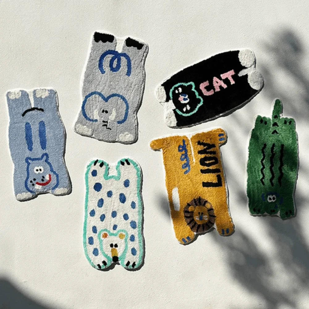 

Ковер из искусственного кашемира в форме животного с мультяшным узором, противообрастающий коврик для ванной комнаты, грязеотталкивающий напольный коврик 40/60 см