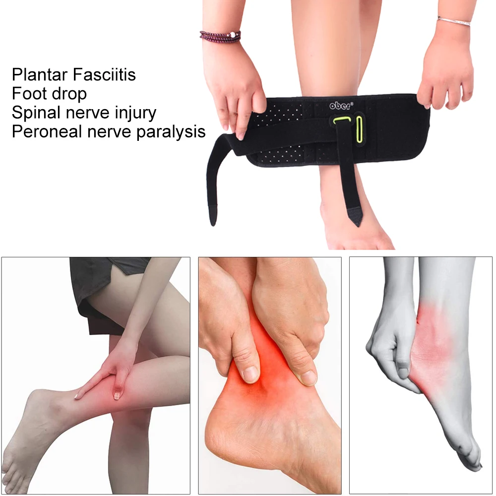 Tenbon Adjustable Ankle foot Support Brace Plantar Fasciitis Foot Drop Foot Cramp Prevent Foot Stabilizer Pain Relief Guard Stra