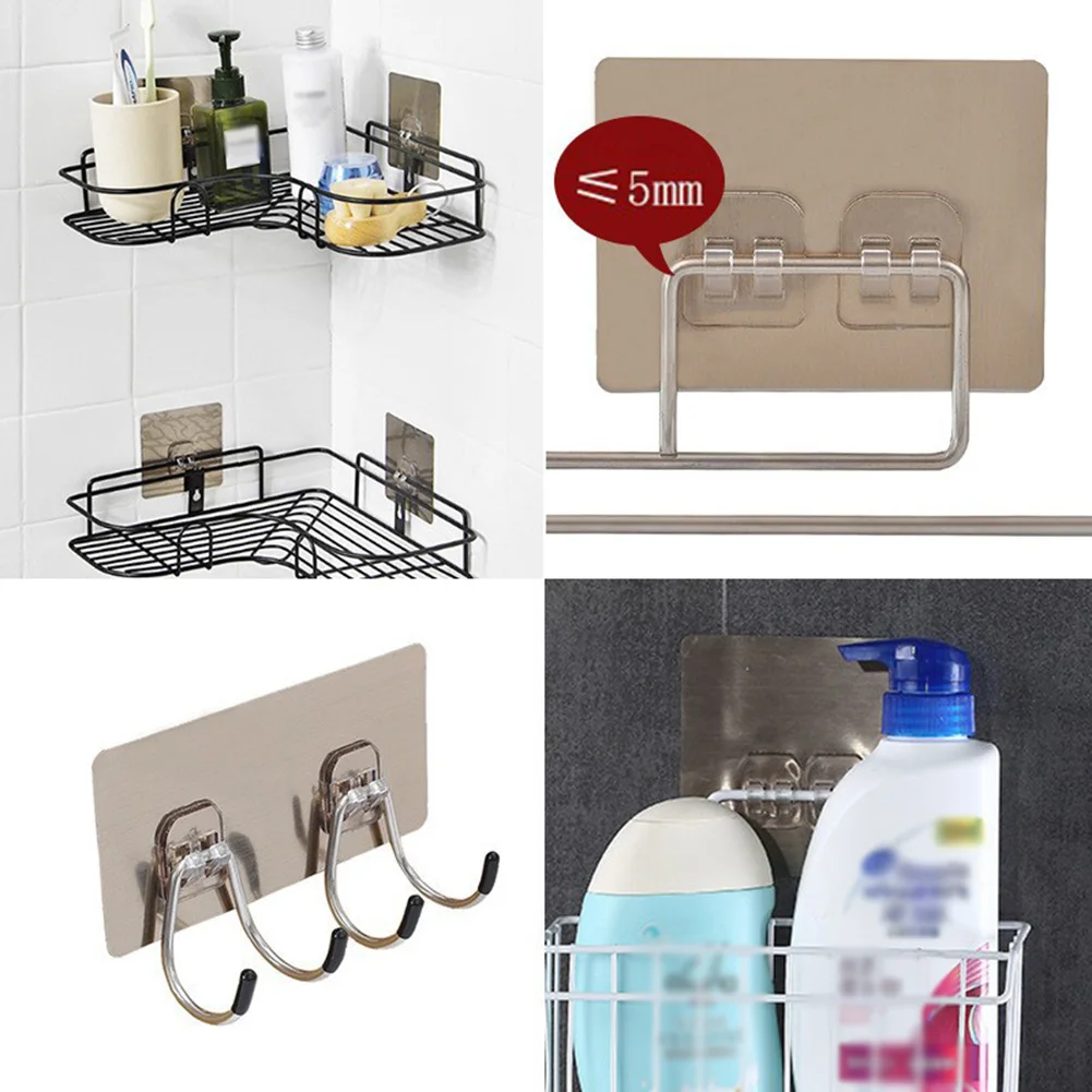 Shower Rack Adhesive Hook Replacement Strong Sticker Hook For Bathroom Corner Shelf Basket Soap Dish No Drilling Organizer